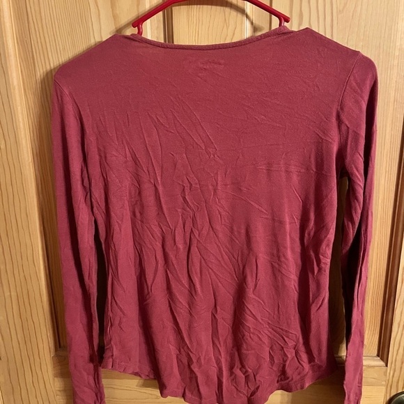 Mudd Lace Front Long Sleeve Tee Junior XS Teen School Tween Burgundy Rust Soft - Picture 4 of 16